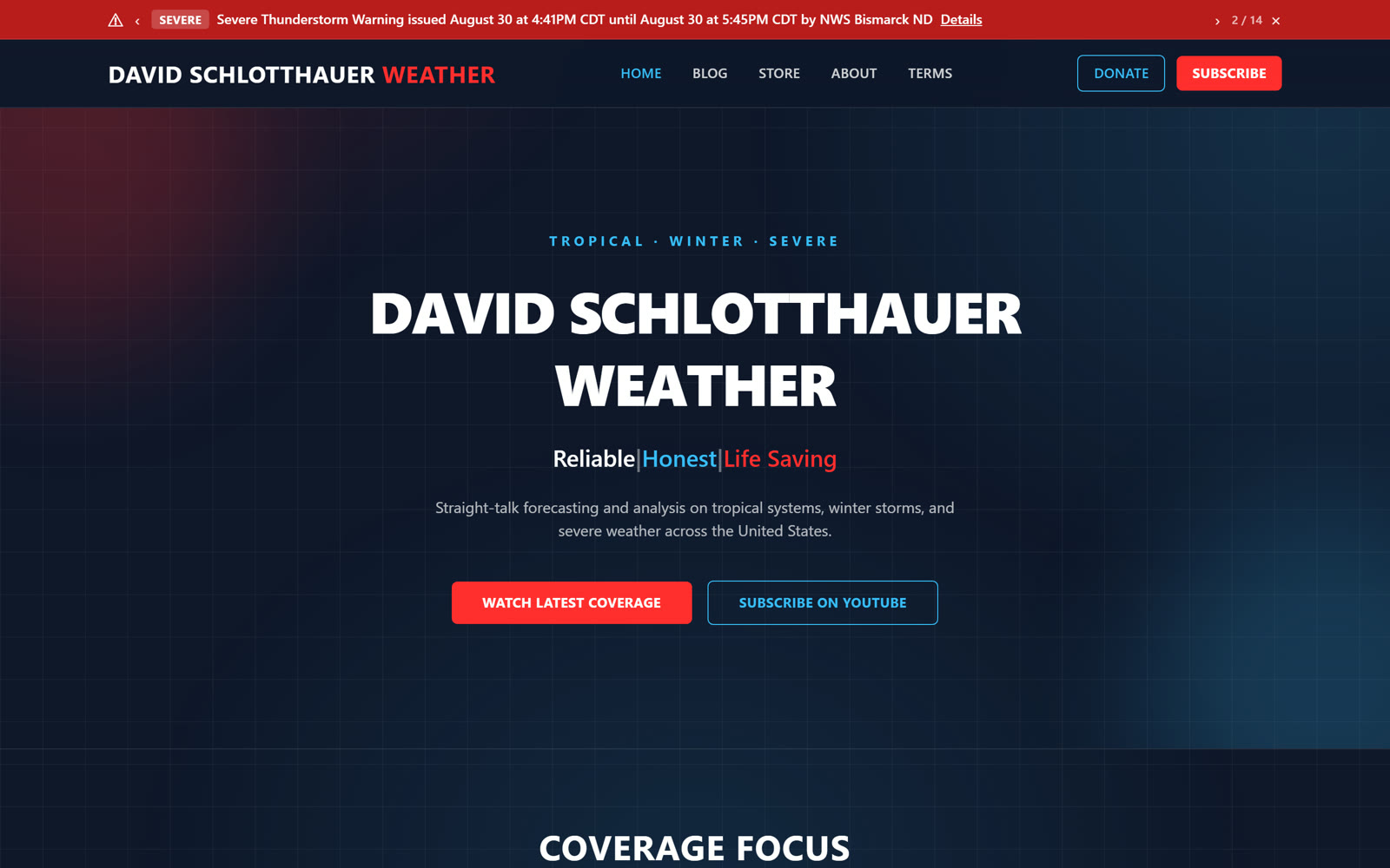 Homepage of the David Schlotthauer Weather website